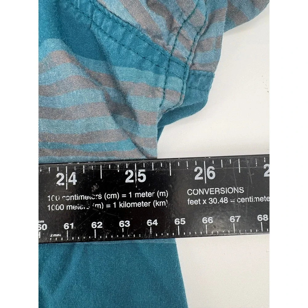 The‎ North Face Men's Striped Short Sleeve Button Up Shirt XXL Teal Gray